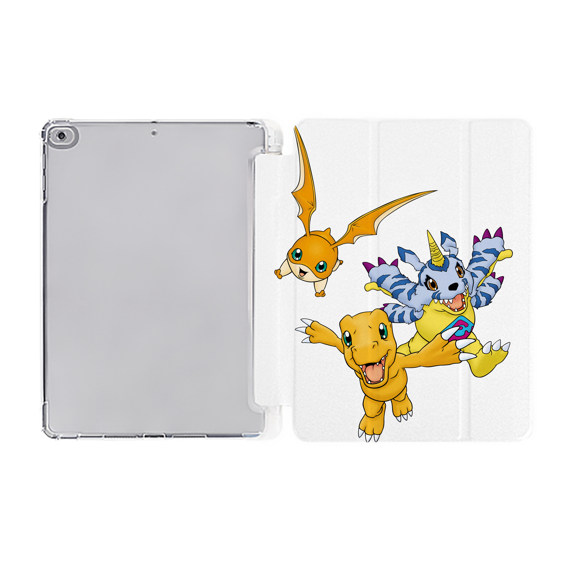 （画像用） Digimon デジタルモンスター/デジモン IPad ケース ペン収納付き 三つ折りスタンド PUレザー×シリコン 対応機種9.5/10.5/10.9インチ